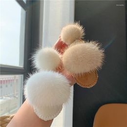 Keychains -selling Wool Slippers Keychain Pink Fur Ball Cute Plush White Key Ring Female Student School Bag Pendant Accessories