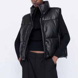 Женщины черные куртки теплый искусственный кожаный жилет.