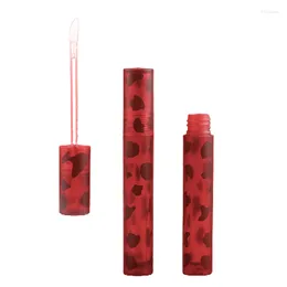 Storage Bottles 4ML Empty Round Lip Gloss Tube High Grade Red Matte Plastic Containers Filling Bottle Amber Spots Cosmetic Packaging