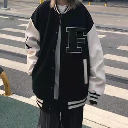 Women's Jackets America Bomber Black Jacket Women Oversized Baseball Harajuku Loose Streetwear Outerwear Goth