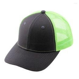 Ball Caps Bright Men's Snap Back Baseball Cap Neon Mesh Trucker Hat For Women Blank Cool Sports Pre-Curved Green Orange Grey Black