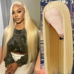 Blonde Lace Front Human Hair Wig Straight 613 Lace Frontal Wig Brazilian Hair Pre Plucked 13x6 HD Lace Frontal Wigs Hair