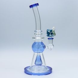 9 inch 14mm Jade Blue Glass Bong Water Pipe smoking pipe hookah with Lizard Bowl