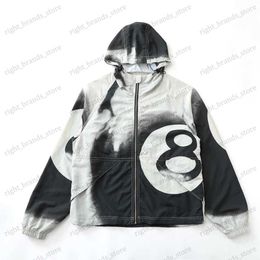 Men's Jackets St 8 Ball BEACH SHELL Black 8 print tie-dye zipper hooded long-sleeved stormtrooper jacket black 8 coat T230707