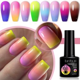 Nail Polish LILYCUTE Thermal Gel Nail Polish 3layers Color Changing Effect Gel Varnishes All For Manicure Long Lasting Nails Art UV Gel 230706
