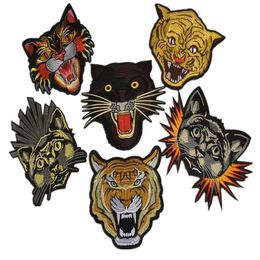 1 piece patches embroidered zakka tiger iron sew-on zakka appliques animal head accessories for sewing quilting diy beautiful292y