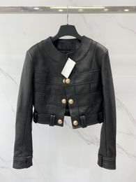 Ba1 Main Women's Outerwear Jackets Coats luxury brand designer anagram logo Denim Classical Houndstooth jacket 23 Early autumn new New leather short jacket