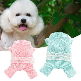 Dog Apparel Jumpsuit Lace Jacquard Four-legged Clothes Pet Supplies Adorable Belt Decor Cotton Romper