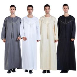 Ramadan Muslim Men Clothing Jubba Thobe Long Dress Pakistan dubai arab Djellaba Kaftan Abaya Islamic prayer Robe Worship Service2654