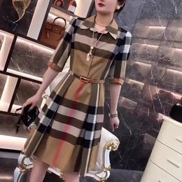 Womens Fashion British Style Shirt Dressluxury Brand Designer Dress Fashion Letter Print Dress Slim Quick Dry Mini Skirt American Womens Clothing Women