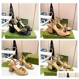 Sandals G Familys Classic Womens Imported Sheepskin Fabric Lining And Padded Heel 5.5Cm High 8.5Cm Size 35-42 With Box Drop Delivery Dh2Wm