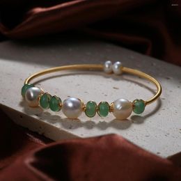 Bangle Kfvanfi Spring Outing Tea Party Emerald Bracelet Fashion Cultured Pearl Jewelry