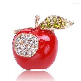 Brooches Enamel Apple For Women Unisex Sparkling Rhinestone Fruits Brooch Pins Weddings Office Casual Jewelry Gifts