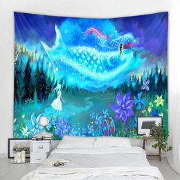 Tapestries Fantasy landscape tapestry trees starry sky castle art home wall decoration