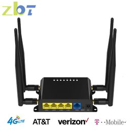 Routers ZBT WE826 T2 WiFi Router 4G 3G Modem With SIM Card Slot 300Mbps Access Point Openwrt 128MB 12V GSM LTE USB Wan 4 LAN 4 Antenna 230706