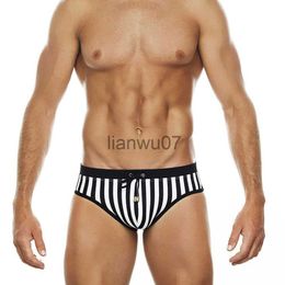 Men's Swimwear Swimwear Mens Swim Briefs Trunks Thong Sexy Striped Swimsuit Bathing Suit Swimming Shorts Beach Wear J230707