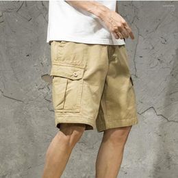 Men's Shorts Men Caro Sorts Tactical Joers Work Casual Pants Male Multi Pockets Buttons Loose Wide Le Knee Lent Summer