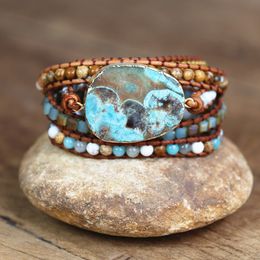 Chain Handmade Women's Bracelet Natural Stone Beads 5-Strand Leather Packaging Bracelet Bohemian Charm Bracelet Women's Direct Bracelet 230706