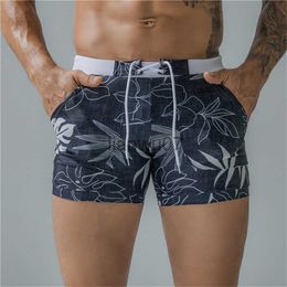 Men's Swimwear Fashion Summer Men's Beach Swimming Trunks Drawstring Elastic Waist Swimsuit Shorts Man Plus Size Quick Drying Swimwear Shorts J230707