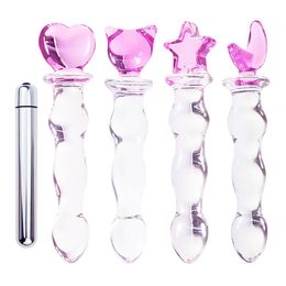 Vibrators Gay Sex Products Butt Plug Vaginal Anal Stimulation Vibrator Beads Crystal Glass Dildo Penis for Women anal plug Toys 230706