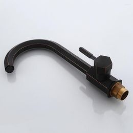 Kitchen Faucets 360 Rotate Spout Sink Faucet Single Lever Oil Rubbed Bronze 2 Hose Cold Water Mixer Tap Cock WF-5089Kitchen