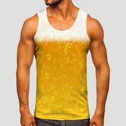 Men's Tank Tops Man Tanks Summer Clothing Beer Bubble Funny Print Sleeveless T Shirt Baggy Loose Bohemian O-Neck Top Casual Fitness Vest