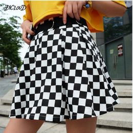 Skirts DICLOUD Y2K Pleated Checkerboard Skirts Womens Harajuku High Waisted Skirt Casual Dancing Korean Sweat Short Summer Mini Skirts 230707