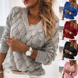 Women's Knits 2023 European And American Foreign Trade Hollowed Out Long Sleeved Knitwear Sweater Loose Feather For Women