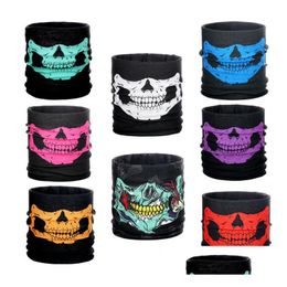 Party Masks New 10Styles Motorcycle Bicycle Outdoor Sports Neck Face Cosplay Mask Skl Fl Head Hood Protector Bandanas Drop Delivery Dhcuk