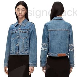 Women's Jackets Designer top quality womens jacket cutout sticker embroidery slim fit denim coat cardigan long sleeve coats cowgirl clothing 1Z1C