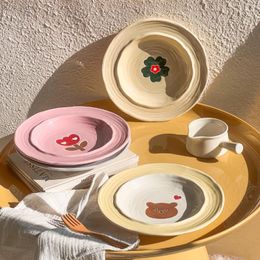 Plates Ins Irregular Ceramics Dinner Plate Hand-Painted Flower Salad Noodles Dessert Bowl Kitchen Dishes Tableware