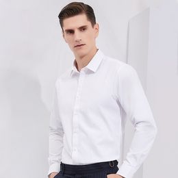 Men's Dress Shirts Bamboo Fibre Men White Shirt Long Sleeve Regular Fit Formal Business Social Camisas Plus Large Size 8XL 7XL 6XL 5XL 230706