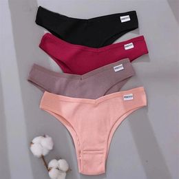 Women's Panties 2021 Cotton Brazilian Women Sexy V Waist G-String Underwear Female T-back Underpants M-XL Lady Bikini Panty 3338q