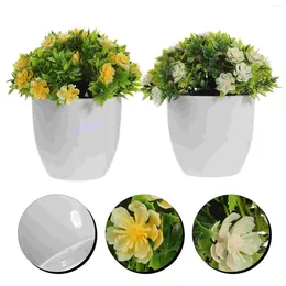 Decorative Flowers 2pcs Artificial Bonsai Realistic Potted Flower Cabinet Desktop Decoration