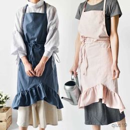 Kitchen Apron Girl Art Apron Coffee Shop Florist Shop overalls dress Baking Accessories Cooking Restaurant kitchen apron Clean Aprons R230707