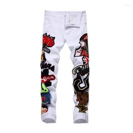 Men's Jeans Men Europe United States Straight Tube Trim Motorcycle Embroidered Badge Trend Pants Fashion Casual Ripped