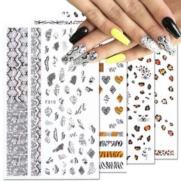 Stickers Decals 1Pcs 3D Snake Skin Nail Sticker Y Leopard Wild Animals Nails Art Decor Cool Decorations Sliders Diy Manicure Drop Dhetw