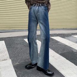 Men's Jeans High Street Contrasting Colour Gradient Trendy Men Versatile Straight Leg Wide Pants Retro Design Micro Flared Trousers