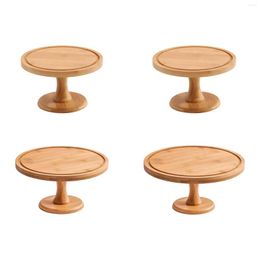 Plates Bamboo Cake Stand Serving Tray Appetisers Fruit Holders Platter Multiuse Round For Graduation Table Centrepiece Wedding