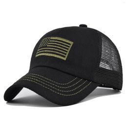 Ball Caps American Flag Camouflage Military Style Sticker Embroidered Baseball Cap Net Hat Men Outdoor Breathable Hiking Hunting