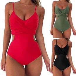 Women's Swimwear Bathing Suit Bather Sexy Bikini One-Piece Solid Colour Swimsuit Swimming Beachwear Female Bandeau Micro Bikinis