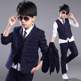 Pants Vintage Slim Fit Boys Plaid Suits for Weddings Kids Blazers Jackets Pants Vest 3pcs Child Blazer Suit Kids Party Wear for Boys