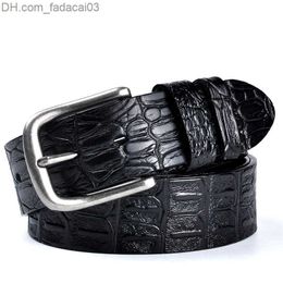 Belts Men's Crocodile Leather Belt Material Luxury Cowhide Design Belt High Quality Luxury Leather Design Belt for Men Z230707