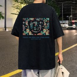 Men's T Shirts Cotton Oversized Shirt For Men Casual Loose Y2K Chinese Style Short Sleeve T-shirt Women