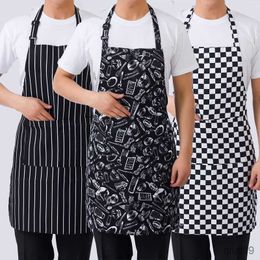 Kitchen Apron Adjustable Adult Apron Striped Hotel Restaurant Chef Waiter Apron Kitchen Cook Apron With Pockets R230707