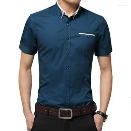 Men's Casual Shirts 2023 Arrival Brand Summer Business Shirt Short Sleeves Turn-down Collar Tuxedo Men Big Size 5XL