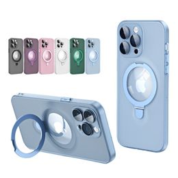 Camera Lens Protector Kickstand Acrylic Magsafe Phone Cases For iPhone 14 Pro Max 14 Plus 13 12 11 Pro Max Samsung S22 S23 Ultra Froste Matte Shockproof Back Cover