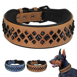 Dog Collars Leather Stud Rivet Collar Padded PU Dogs Pet Adjustable For Small Medium Pug Pitbull Red