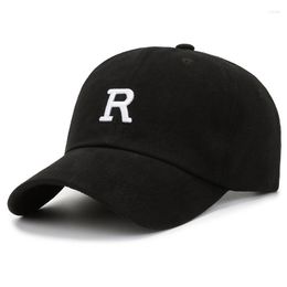 Ball Caps 2023 Summer Baseball Cap Women's Korean Casual R Embroidered Sun Visor Hats Solid Colour Men Outdoor Sunshade