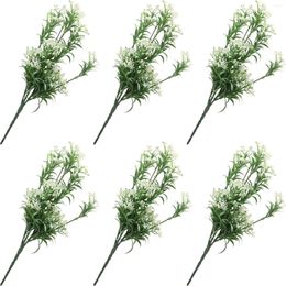 Decorative Flowers 6 Bunches Artificial Green Plants Light House Decorations Home Bouquet Fake Floral Plastic Dining Table Faux